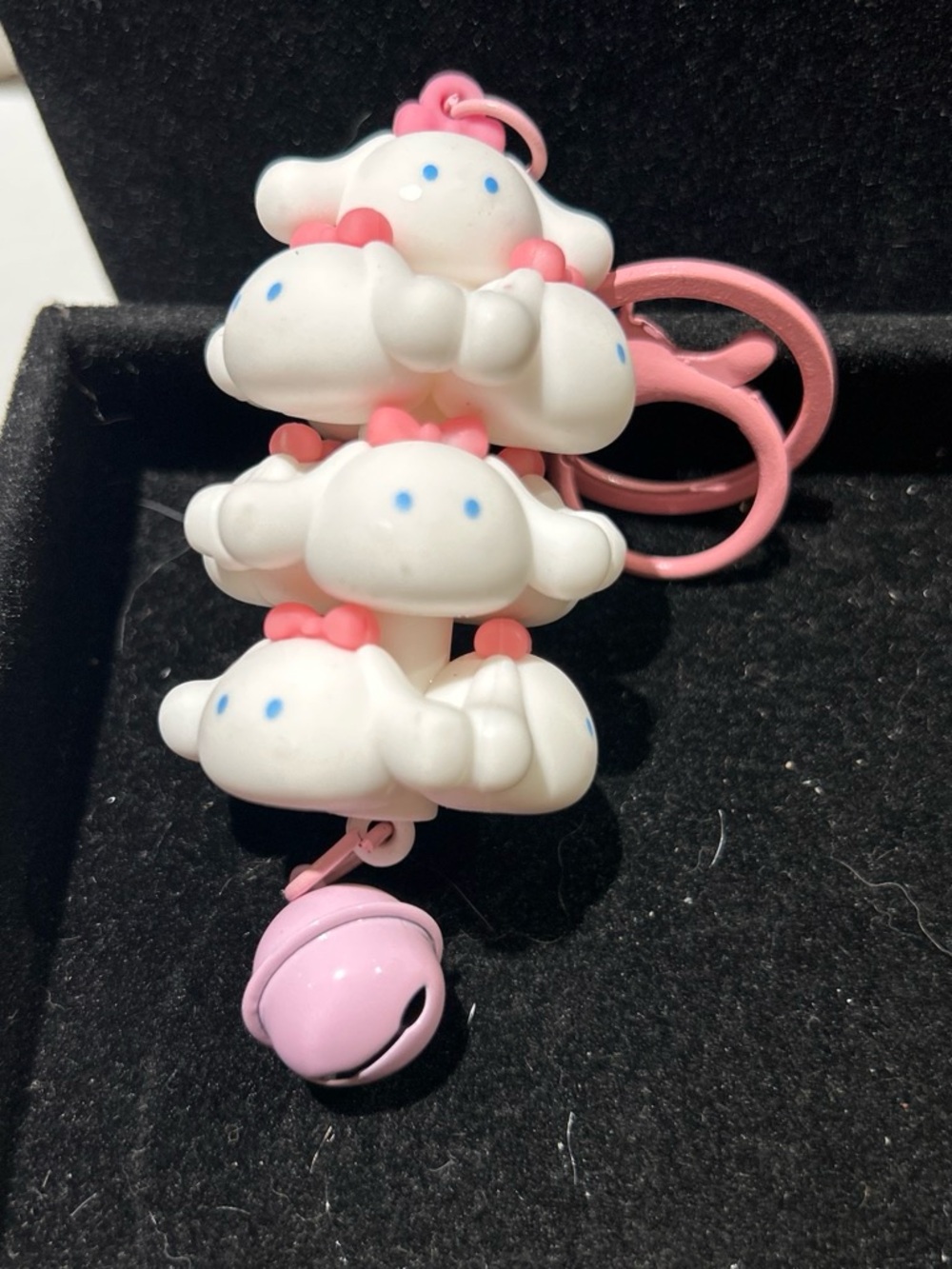 Cute White & Pink Puppy Stacking Toy Keychain